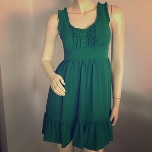 Green Sleeveless babydoll dress with ruffle trim size small